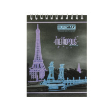 Блокнот на пружині зверху METROPOLIS, А-6, 48арк., клітинка, картонна обкладинка, фіолетовий