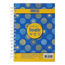 Книга для нотаток DOUBLE А6, 96 арк., пружина, кл., тв. лам. палітурка, жовтий