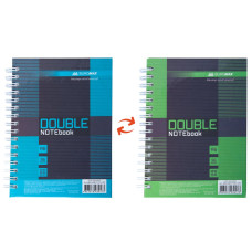 Книга для нотаток DOUBLE А6, 96 арк., пружина, кл., тв. лам. палітурка, коричневий