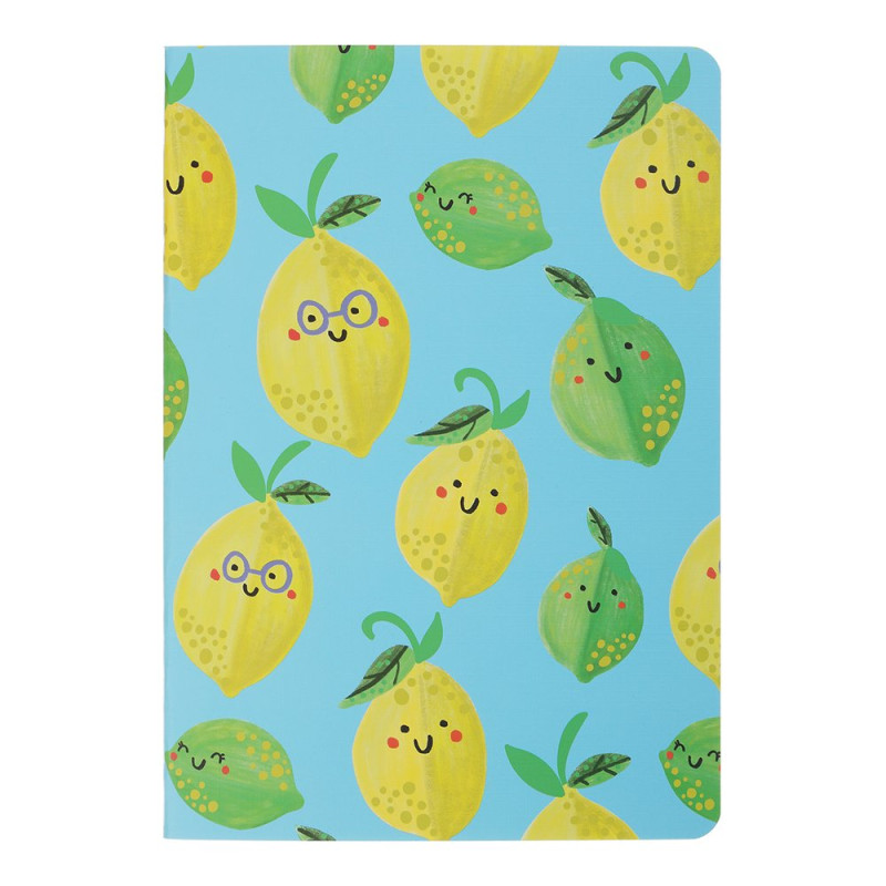 Книга для нотаток FRUITS, А5, 32 арк., клітинка, прошита обкладинка, блакитна