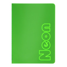 Книга записна NEON, А5, 80 аркушів, клітинка, зшита обкладинка PVC, зелена