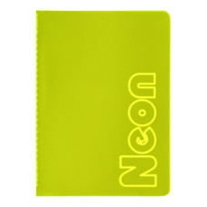 Книга записна NEON, А5, 80 аркушів, клітинка, зшита обкладинка PVC, жовта