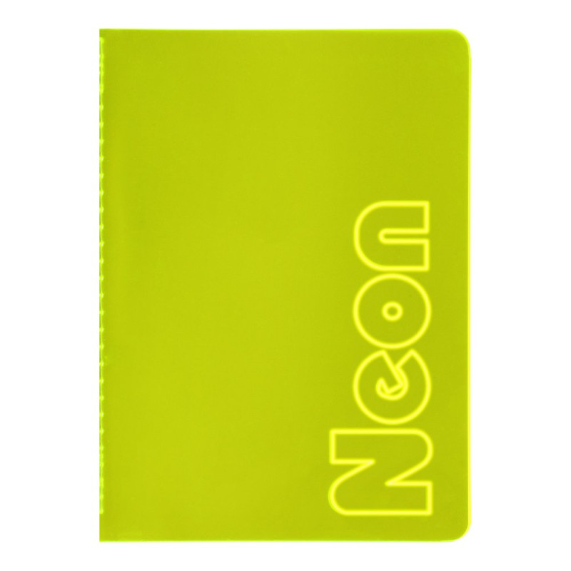 Книга записна NEON, А5, 80 аркушів, клітинка, зшита обкладинка PVC, жовта