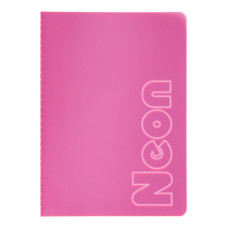 Книга записна NEON, А5, 80 аркушів, клітинка, зшита обкладинка PVC, рожева