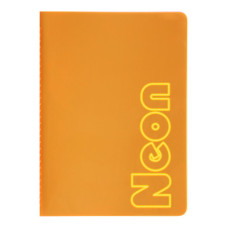 Книга записна NEON, А5, 80 аркушів, клітинка, зшита обкладинка PVC, помаранчева