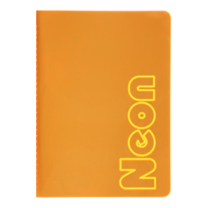Книга записна NEON, А5, 80 аркушів, клітинка, зшита обкладинка PVC, помаранчева