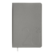 Щоденник датов. 2027 STEEL, A6, срібло, штуч. шкіра