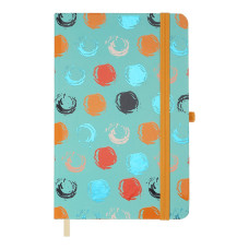 Книжка записна TRENDY, на гумці, 136х207мм, 96 арк., кліт., офсет крем., тв.лам.обкл., бірюзова