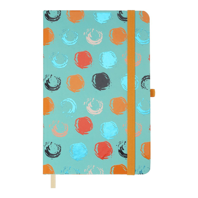 Книжка записна TRENDY, на гумці, 136х207мм, 96 арк., кліт., офсет крем., тв.лам.обкл., бірюзова
