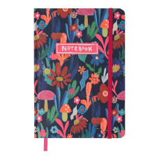 Книжка записна FLORA, на гумці, А5, 96 арк., клітинка, офсет крем., тв.лам.обл., рожева