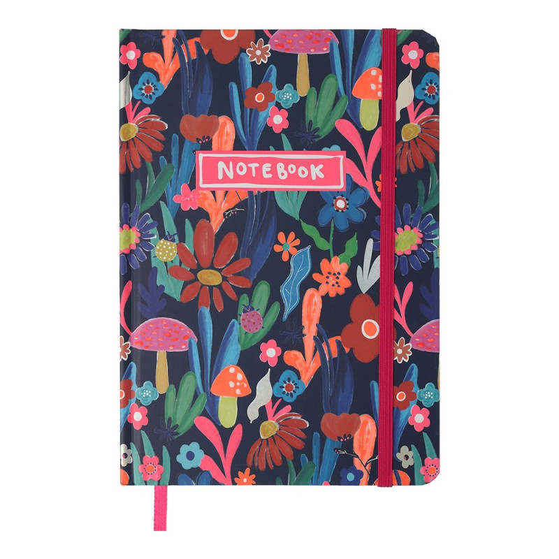 Книжка записна FLORA, на гумці, А5, 96 арк., клітинка, офсет крем., тв.лам.обл., рожева