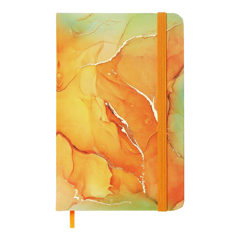 Книжка записна MARBLE, на гумці, А6, 80 арк., клітинка., офсет крем., тв.лам.обл., помаранчева