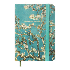 Книжка записна ALMOND BRANCHES, на гумці, А7, 80 арк., клітинка., офсет крем., тв.лам.обл., бірюзова