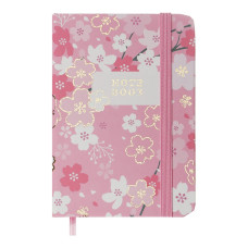 Книжка записна BLOSSOM, на гумці, А7, 80 арк., клітинка., офсет крем., тв.лам.обл., рожева