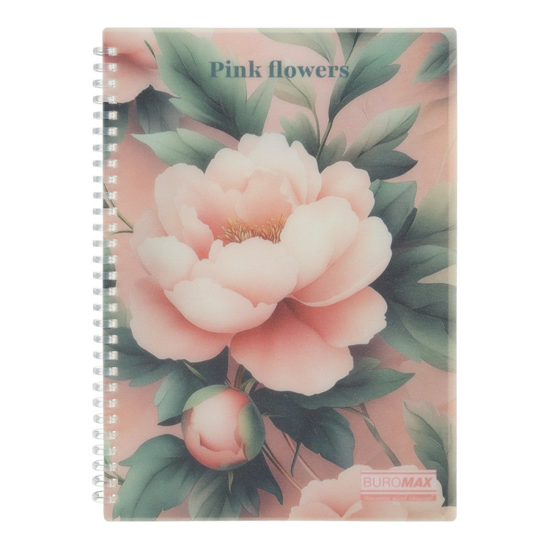 Зошит для записів PEONY ARABESKI, B5, 80 арк., клітинка, пластикова обкладинка, рожевий