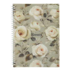 Зошит для записів ROSES ARABESKI, B5, 80 арк., клітинка, пластикова обкладинка, світло-сірий