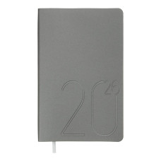 Щотижневик датов. 2027 STEEL, A5, срібло, штуч. шкіра