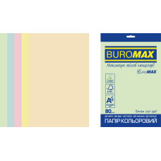 Папір кольоровий Euromax 80г/м2, PASTEL, 5кольорів, 20арк.