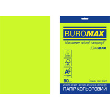 Папір кольоровий Euromax 80г/м2, NEON, зелений, 20арк.