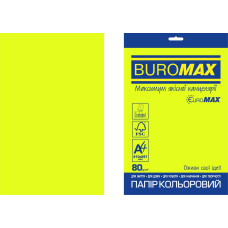 Папір кольоровий Euromax 80г/м2, NEON, жовтий, 20арк.