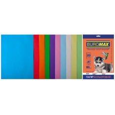 Набір кольорового паперу А4, 80г/м2, PASTEL+INTENSIV, 10кол., 20арк.