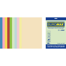 Папір кольоровий Euromax 80г/м2, PASTEL+INTENSIVE, 10кольорів, 20арк.