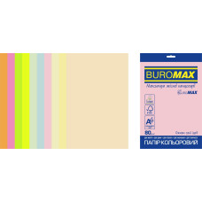 Папір кольоровий Euromax 80г/м2, PASTEL+NEON, 10кольорів, 20арк.