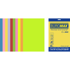 Папір кольоровий Euromax 80г/м2, NEON+INTENSIVE, 10кольорів, 50арк.