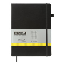 Книга записна ETALON 190*250, 96 арк., клітинка, обкл. штучна шкіра, чорний