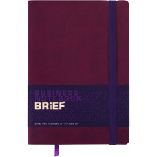 Блокнот діловий BRIEF А5, 96 арк, чистий, обкладинка штучна шкіра, темно-червоний