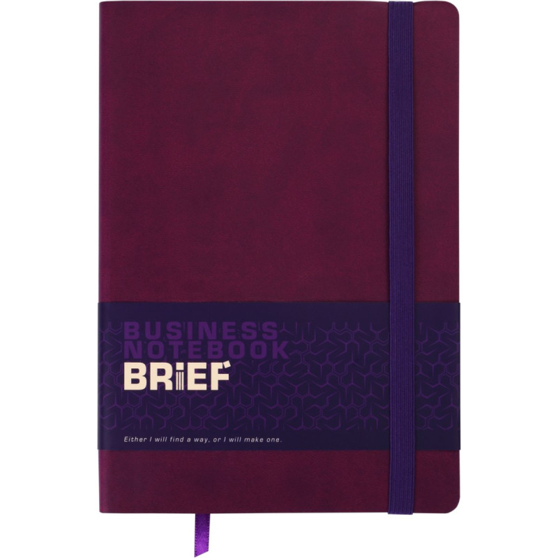 Блокнот діловий BRIEF А5, 96 арк, чистий, обкладинка штучна шкіра, темно-червоний