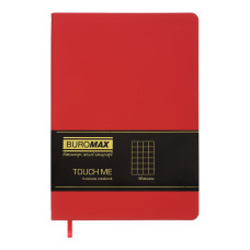 Блокнот діловий TOUCH ME LOGO2U А5, 96арк., клітинка, обкладинка зі штучної шкіри, червоний
