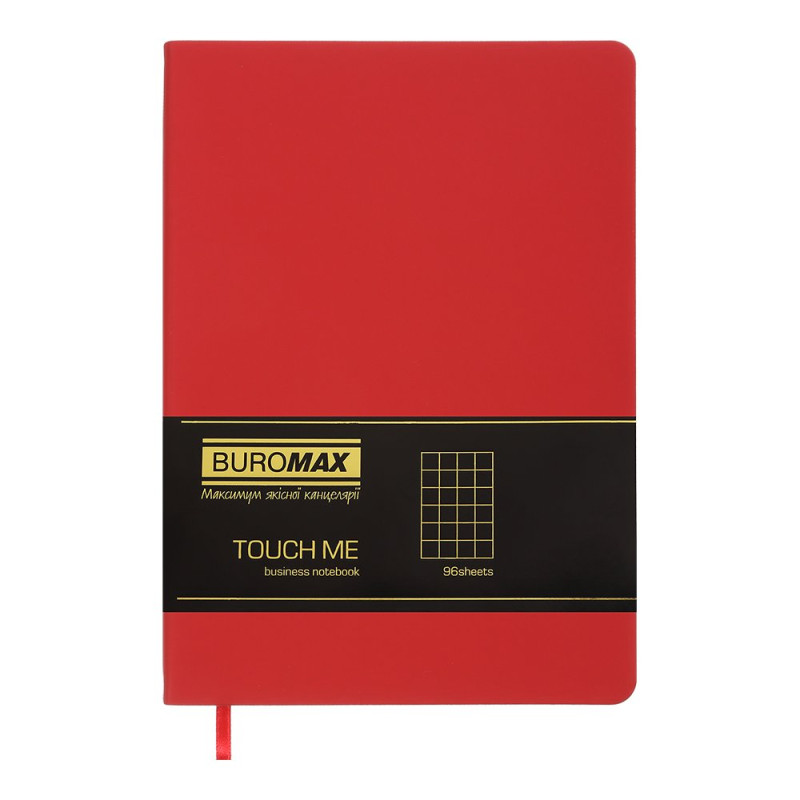 Блокнот діловий TOUCH ME LOGO2U А5, 96арк., клітинка, обкладинка зі штучної шкіри, червоний