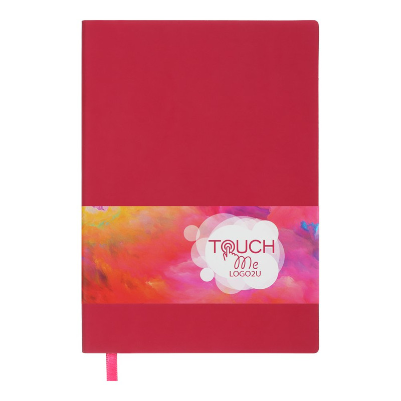 Блокнот діловий TOUCH ME LOGO2U А5, 96арк., клітинка, обкладинка зі штучної шкіри, малиновий