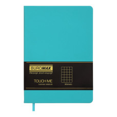 Блокнот діловий TOUCH ME LOGO2U А5, 96арк., клітинка, обкладинка зі штучної шкіри, т.-бірюзовий
