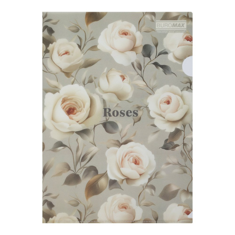 Папка-кутик А4, ROSES ARABESKI, напівпрозора, світло-сіра