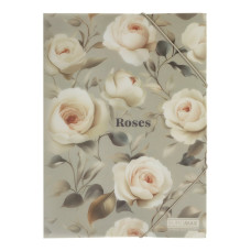 Папка А4 на гумках, ROSES ARABESKI, напівпрозора, світло-сіра