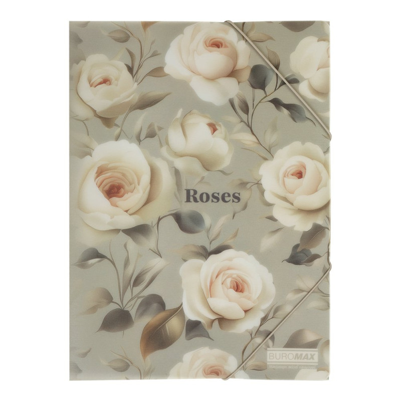 Папка А4 на гумках, ROSES ARABESKI, напівпрозора, світло-сіра