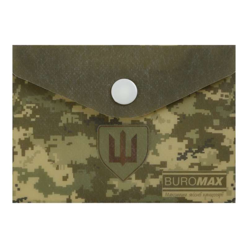 Папка-конверт на кнопці ,MILITARY A7, непрозорий матовий, пластик, зелений
