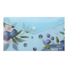 Папка-конверт DL на кнопці, BLUEBERRY ARABESKI, напівпрозора, морська хвиля