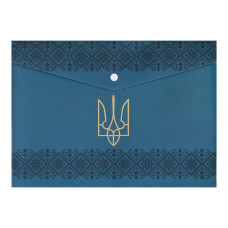 Папка-конверт А4 на кнопці, UKRAINE DECOR, вишиванка синя
