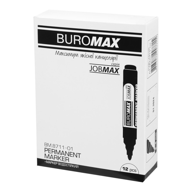 Маркер водостійкий, JOBMAX, 2-4 мм, чорний