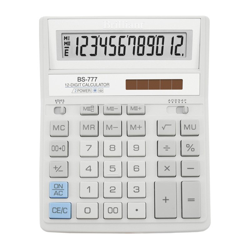 Калькулятор BS-777WH 12р., 2-пит, білий