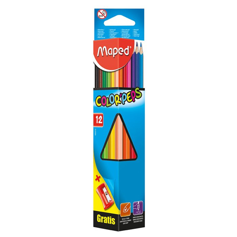 Олівці кольорові COLOR PEPS Classic, 12 кольорів + чинка
