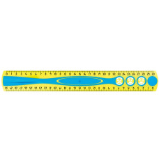 Лінійка KIDY GRIP, 30см пластикова, двостороння шкала, з тримачем, блістер