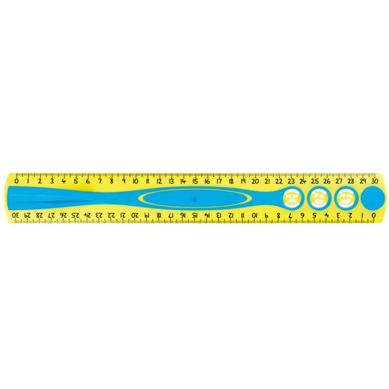 Лінійка KIDY GRIP, 30см пластикова, двостороння шкала, з тримачем, блістер