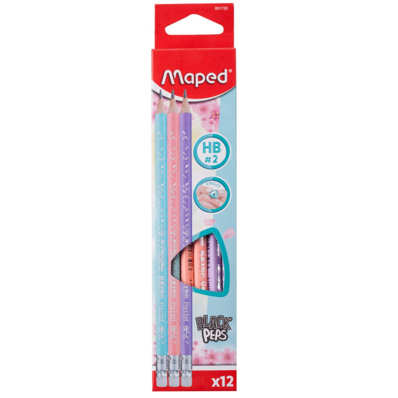 Олівець графітовий BLACK PEPS HB, з ластиком, PASTEL