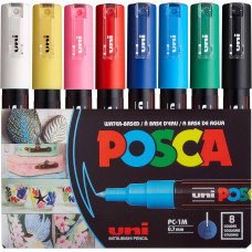 Набір маркерів uni POSCA, 0,7-1мм, 8 шт