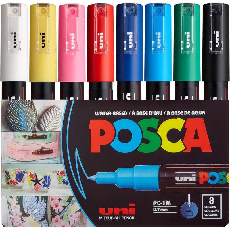 Набір маркерів uni POSCA, 0,7-1мм, 8 шт
