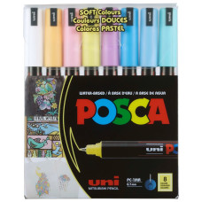 Набір маркерів uni POSCA Soft Color, 0,7мм, 8 шт